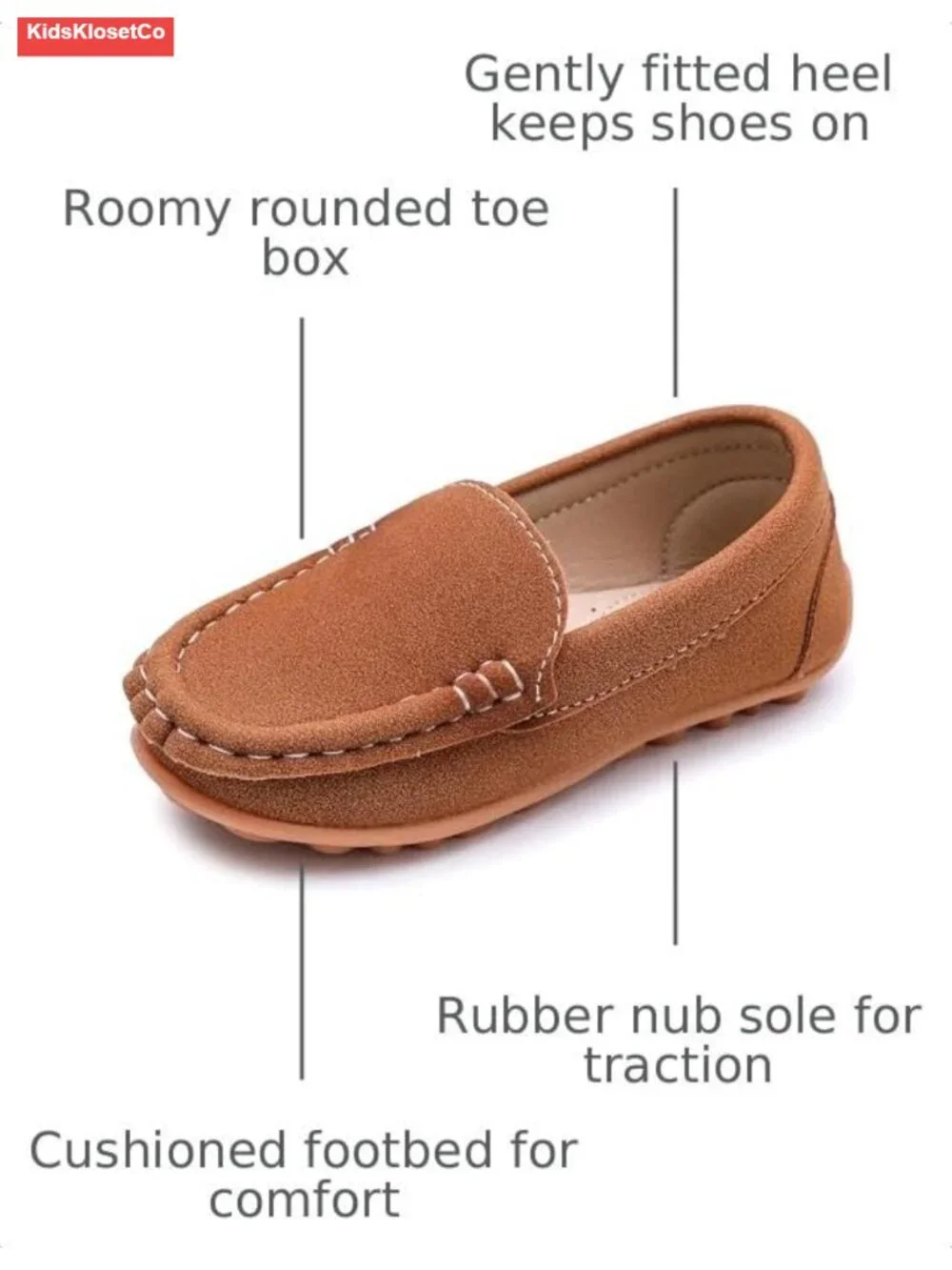 Boys Slip-On Dress Loafers Faux Suede TPR Sole Mocc